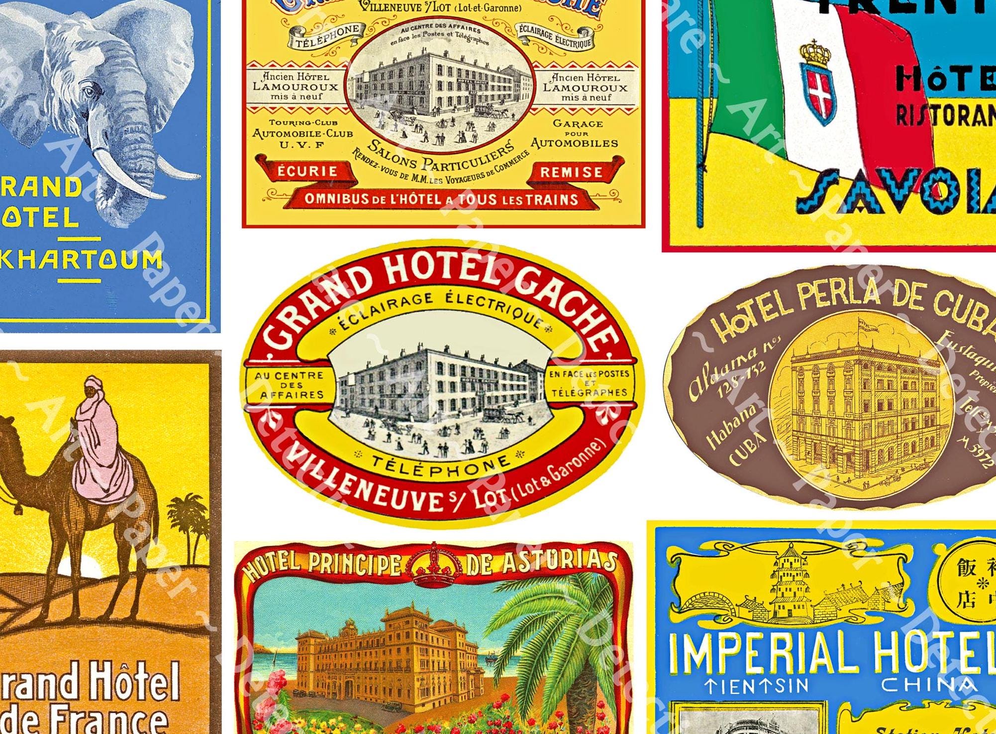 Vintage Hotel Luggage Label Stickers: Travel Collage Art, 941 - Etsy
