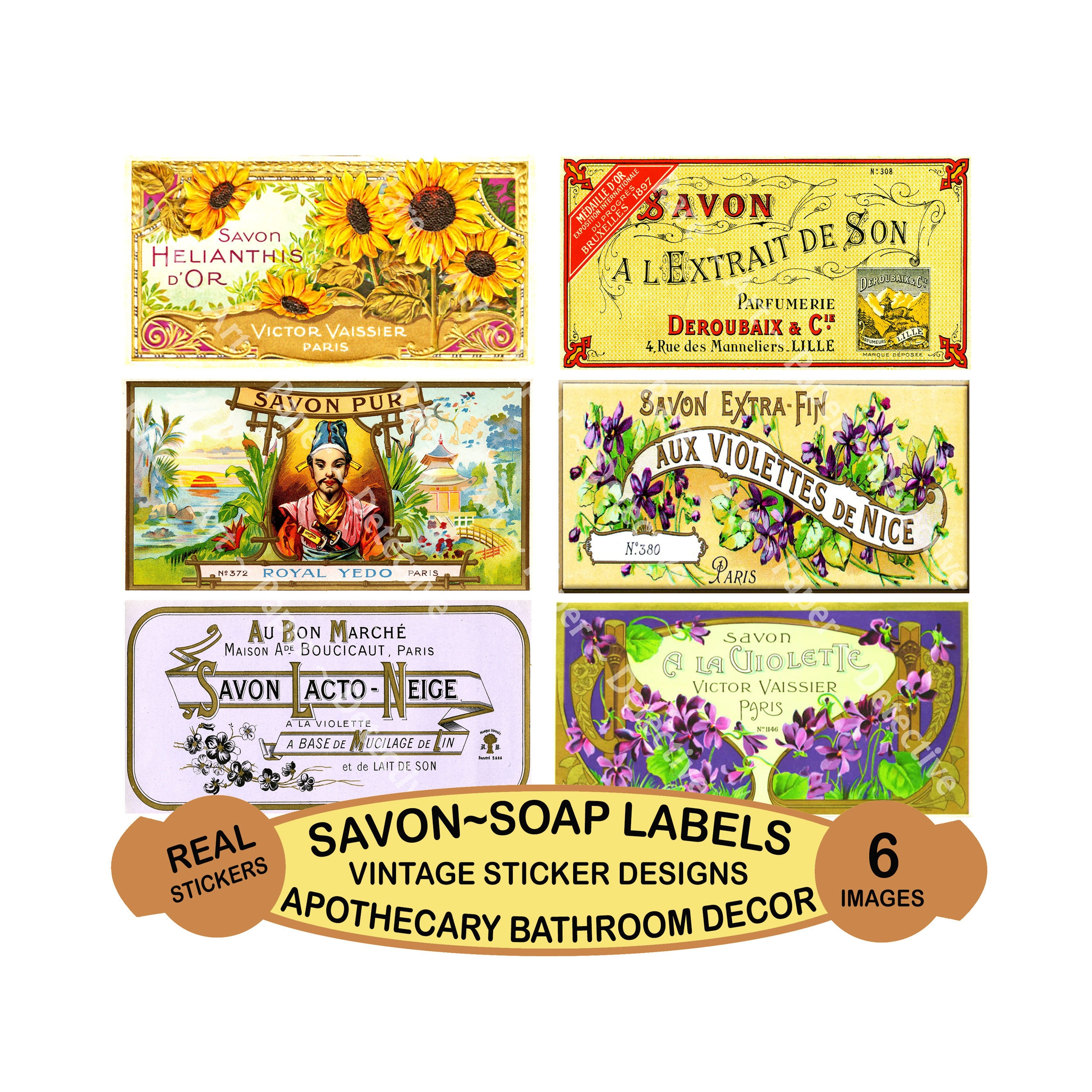 フランス アンティーク パフュームラベル savon paris サボン ラベル Vintage French Soap Label, SAVON Surfin aux Fleurs d'Alsace