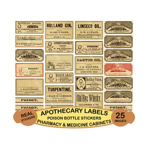 Chemistry Label Stickers Halloween Bottle Label Decals Alchemy Poison Halloween Decorating Clip Art, DIY Cuttable Craft Sheet, 822