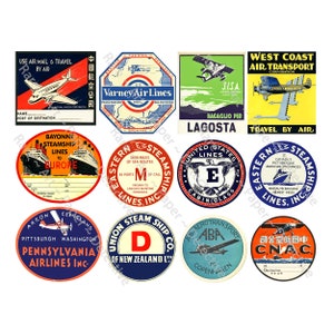 Etiquetas de navio a vapor, folha de adesivos de etiquetas de bagagem, decalque de mala de avião, porta-malas de navio a vapor e etiquetas de bagagem vintage, folha de artesanato faça você mesmo 679p