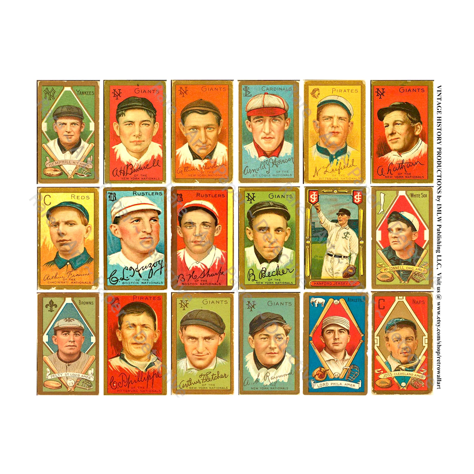 Baseball Card Tags, Antique Reproductions, Printed Sheet, Vintage ...