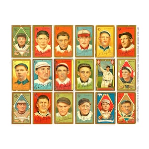 Baseball Card Tags, Antique Reproductions, Printed Sheet, Vintage Baseball Ball Park, Sports Theme Party Decorations, Gift Tag Sticker, 363a