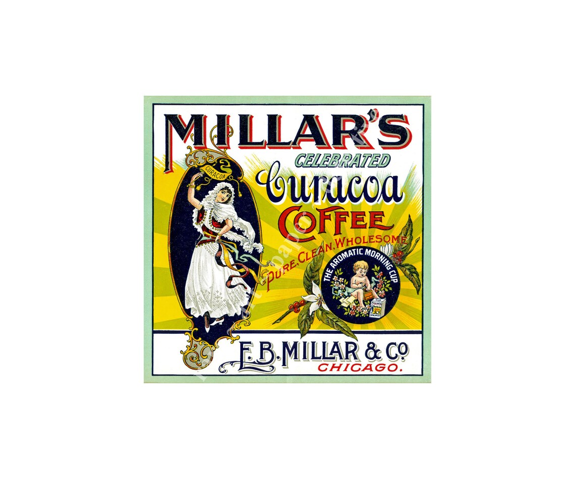 Coffee Can & Java Label Art Stickers Kitchen Gift Set 6 Big - Etsy