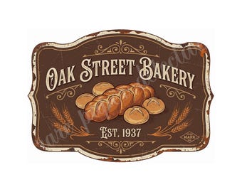 Vintage Advertising Sign Print Bakery 1940s Retro Advertising, 5" x 7" Matte Finish Art Accent Print, s4