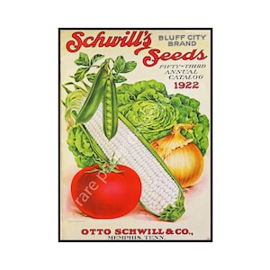 Vegetable Garden Catalog Print, 5 x 7, 1922 Wall Art Hanging, Garden Shed, Rustic Kitchen & Home Decoration, Antique Country Scene, 18-77