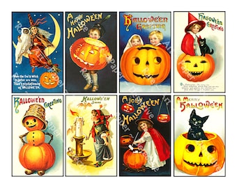 Halloween Stickers, Halloween Scrapbook Supply, Postcard Tags, Spooky Pumpkin Sticker, Jack-o-Lantern, Mini Autumn DIY Projects & Décor, 382