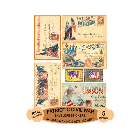  Patriotic Envelope Seal Stickers - Red White & Blue