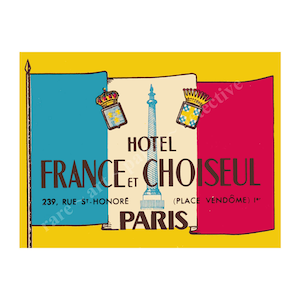 Etiqueta de bagagem de hotel, Paris França, decalque adesivo de mala, arte de etiqueta vintage e etiqueta de bagagem, adesivo de registro no diário, 4 "x 3", D82