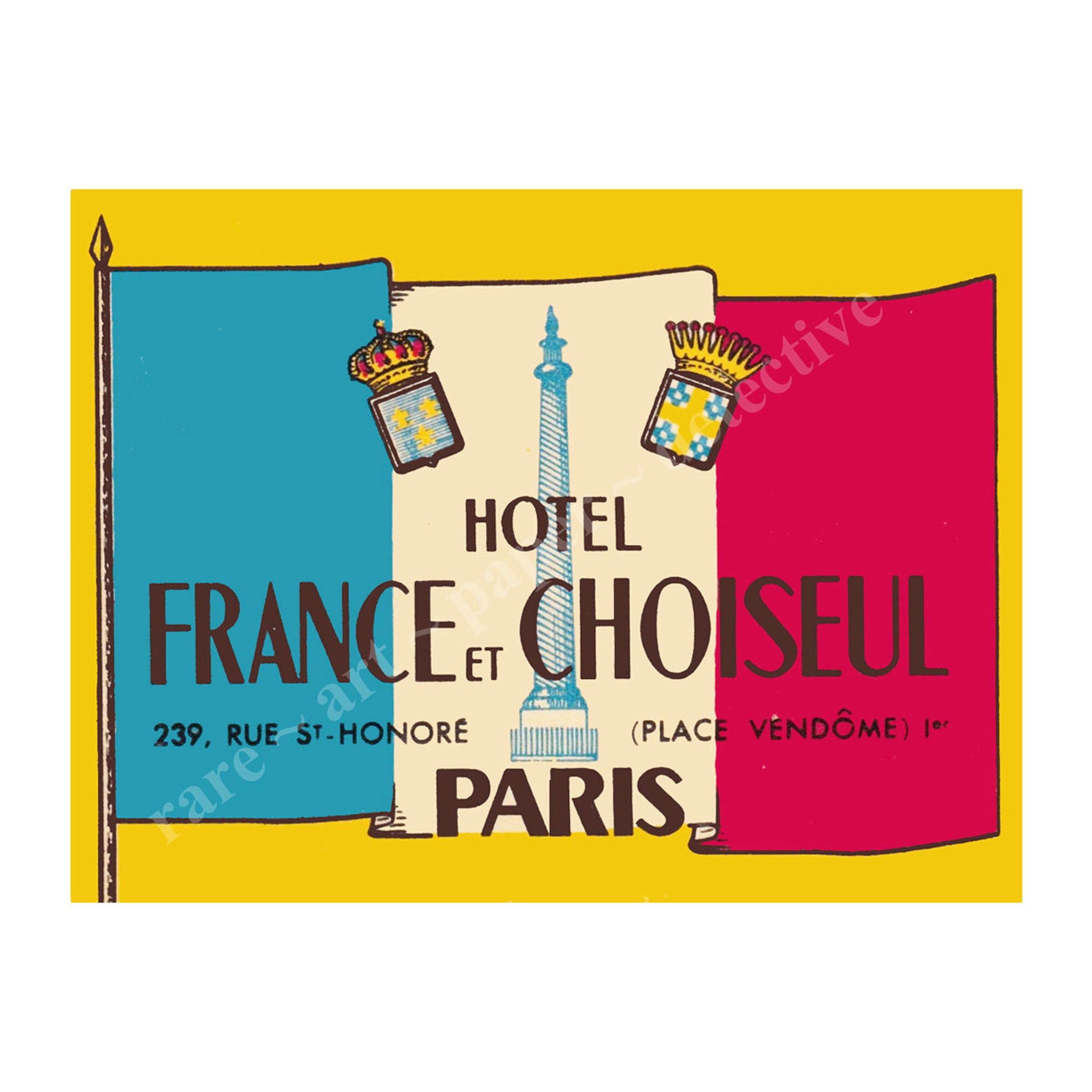 Hotel Luggage Label Sticker, Paris France, Suitcase Sticker Decal