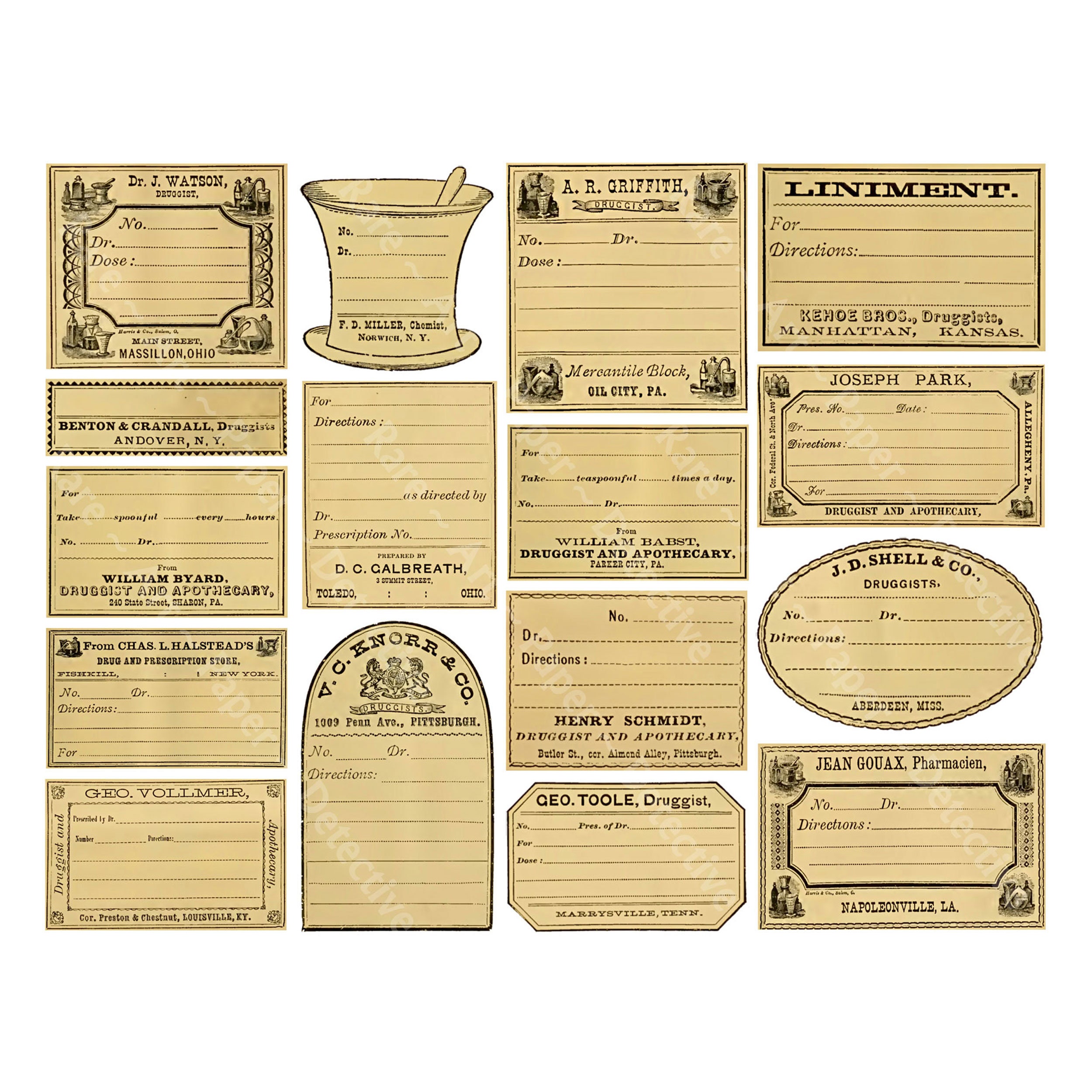 Apothecary Stickers & Medicine Cabinet Labels , Pharmacy Bottle Sticke –  Rare Paper Detective