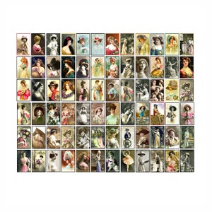 Antieke portretten Victoriaanse vrouwen, 4 STICKERVellen, 72 vintage dagboek- en collagetekeningen van vrouwen, elegante dames Victoriaanse tijdperk, PACK 21
