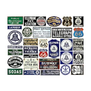 Vintage Travel Stickers: Route 66, Telegram & Telephone Signs, 782