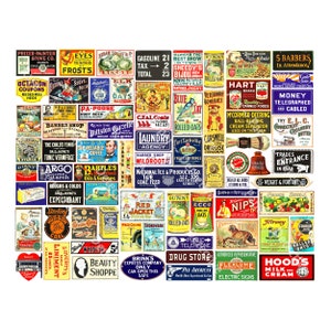 Model Railroad & Dollhouse Signs, Sticker Sheet, 70 Multi Scale Hobby Images, Miniature Vintage Advertising Signs for Train Layouts, #1051