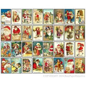 32 Weihnachtsaufkleber Geschenkanhänger für die Kartenherstellung und Geschenke Weihnachtsmann Urlaub Vintage Weihnachtsbaum & Antike Postkarten, Artikel LH846