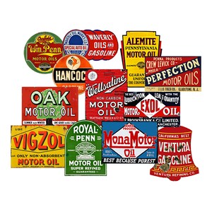 Öl & Gas Dosen Etiketten, Geschenkset mit 12 Aufklebern, Bunte Aufkleber für Auto Enthusiasten für Party Dekor, Planer, Werkzeugkisten, Garage Art, S24 / 25