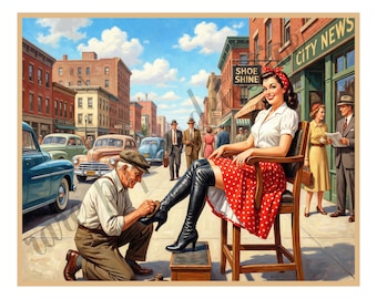 Pinup Girl, A Striking Woman in a 1950s Style Pin Up Art Pose, 8" x 10" Matte Art Print , 26-a13