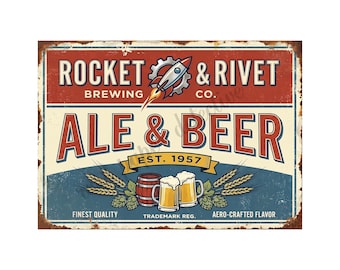 Vintage Advertising Sign Print Ale and Beer Store 1950s Retro Advertising, 5" x 7" Matte Finish Art Accent Print, s5-3