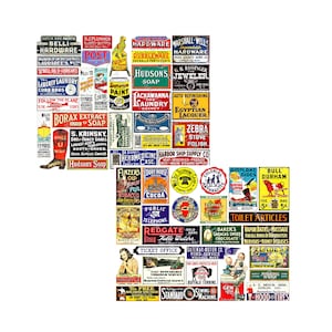 Reclameborden diorama, miniatuurreclame poppenhuis, stickers op grote schaal modeltreinen, stadslandschap, 2 CUT & PEEL-stickervellen, e8