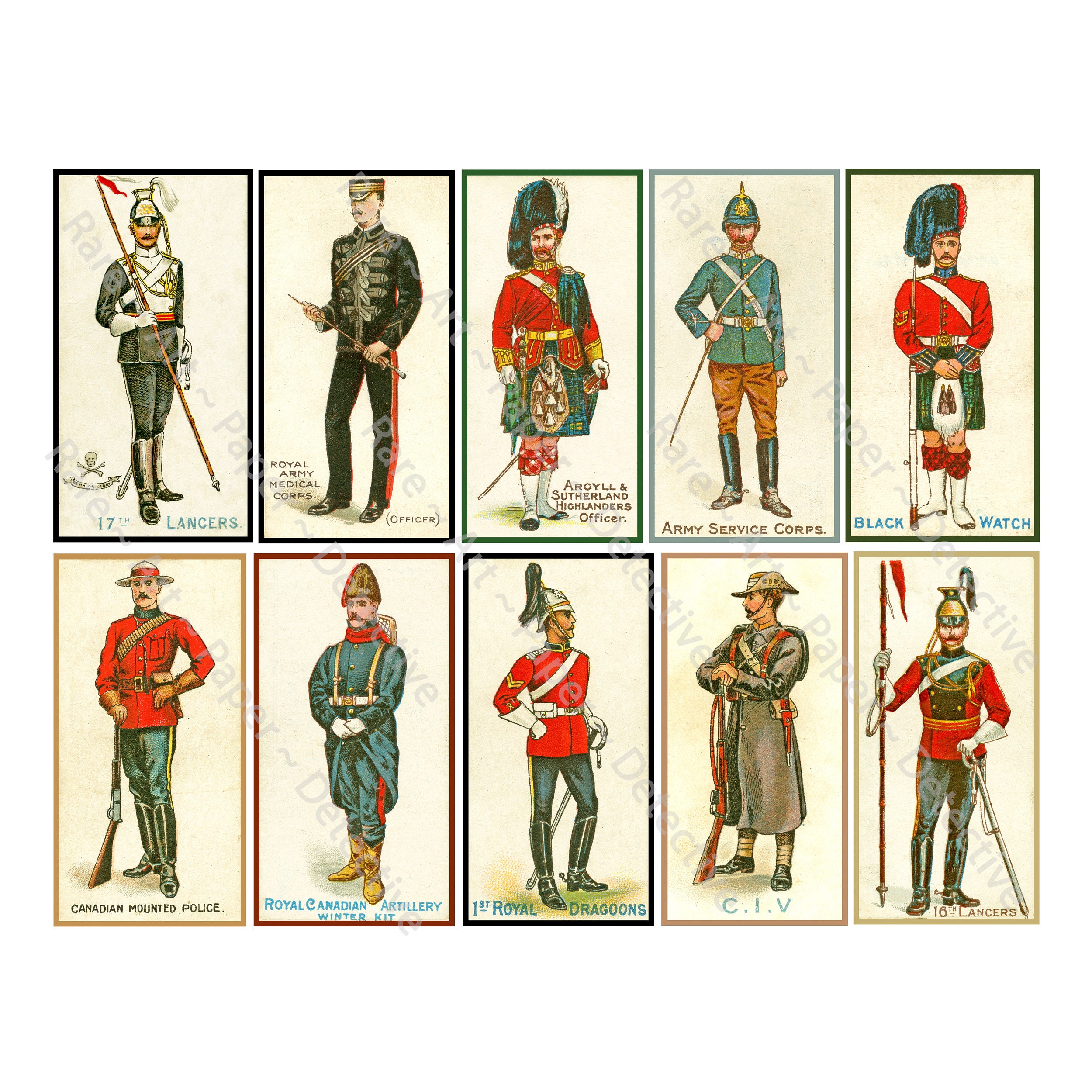 Military Uniform Illustrations Colorful Antique Style - Etsy