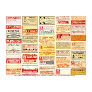 Potion Bottle Labels Poison Apothecary Cabinet Jar Label Stickers Pharmacy Bottle Antique Druggist Bathroom Décor DIY Projects & Décor, 446b