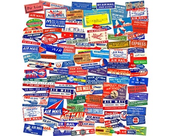180 x Airmail Air Mail Labels Stickers 