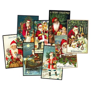 ADESIVOS de Natal nostálgicos, ilustrações de cartão postal de Papai Noel estilo vintage, 2,5" x 4" cada, folha de artesanato cortável DIY, 1043