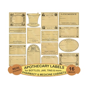 16 Blank Potion Labels, Make Your Own Custom Halloween Stickers, Apothecary Bottle Stickers, Witches Cauldron Jar Labels, Druggist Tags, 824