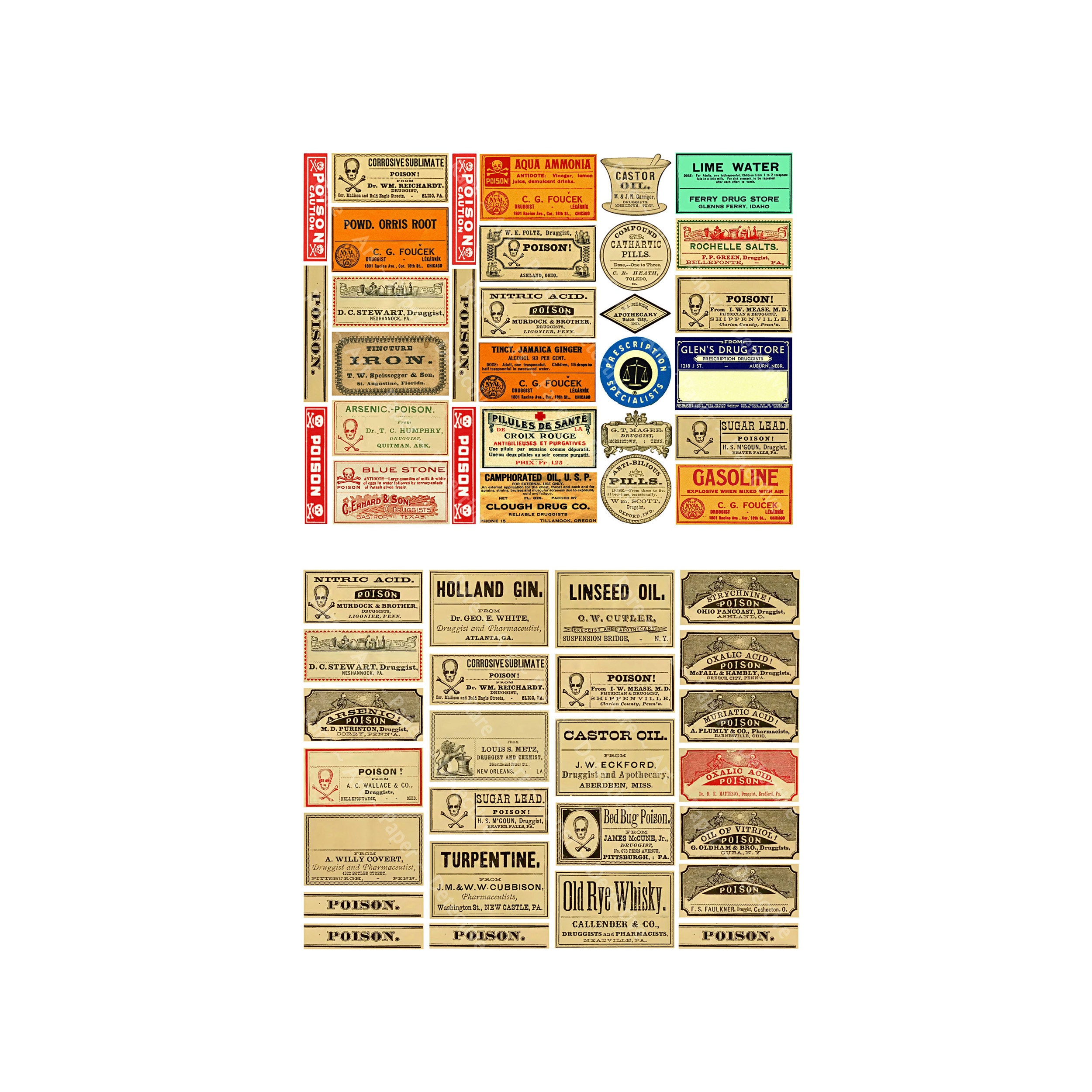 55 Apothecary Label Stickers Antique Medicine Decals Etsy