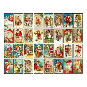 Adesivos de Papai Noel, selos de envelope de Natal, folha cortada e descascada inspirada no vintage, 846