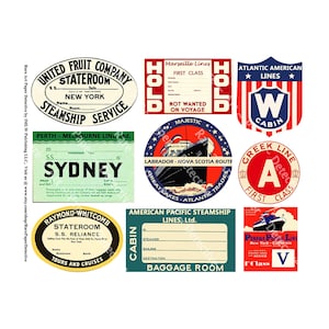 Travel Sticker Tags, Hotel Luggage Labels, Sticker Sheet, Retro Baggage Tags, Vintage Travel Cabin Pass Tag, Travel Trunk Decal Sticker, 503