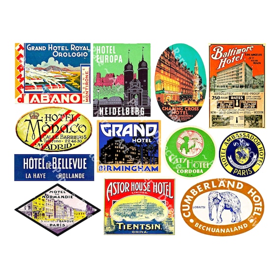 Luggage Sticker Sheet Hotel Luggage Labels Travel Trunk - Etsy