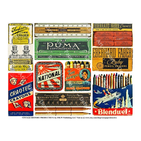 Office Supply, Artist Stationery, Vintage Packaging, Crayon Boxes