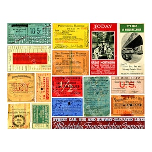 Railroad Ticket Stubs, 16 Reproduction Tickets, Train Travel, Travel Theme Journal Tags, Railroad Memorabilia, Railway, PRINTED SHEET, 110N