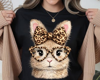 Retro Leopard Bunny PNG, Coquette Easter, Trendy Spring Graphic (Digital Download)