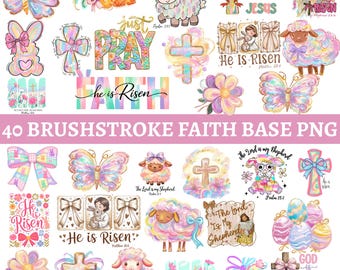 4O Brushstroke Faith Based Bundle, Easter png, Coquette, Christian Easter  (Digital Download)