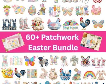 60+ Patchwork Easter Bundle PNG, Faith, Bunny, Cottagecore, Spring (Digital Download)