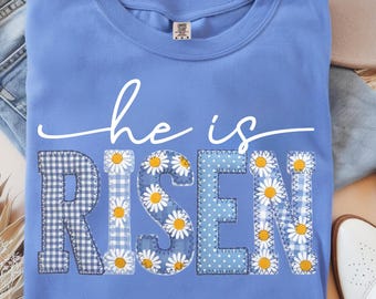 He is Risen Easter PNG, Blue Toile Quilt Design (Digital Download)