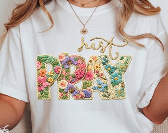 Just Pray png, Christian png, Faith png, Cottagecore png, Floral png, DTF png, Girly png, Prayer png (Digital Download)