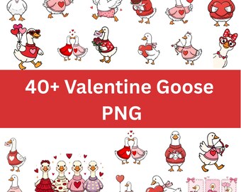 40+ Valentine Goose PNG Clipart, Funny Goose, Valentine's Day  (Digital Download)