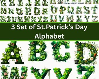 St. Patrick's Day Alphabet Letters PNG 3 Pack Bundle (Digital Download)