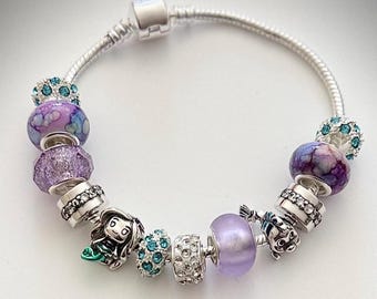 Pulsera con dije de sirena de Ariel y Flounder: regalo inspirado en el océano de Disney para mujer
