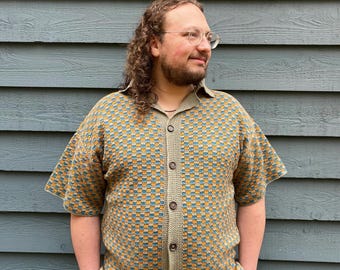 Triple Checked Button-up PDF Crochet Pattern (digital pattern!!!)