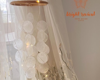 Capiz Shell Wind Chime, Boho Beach House Decor