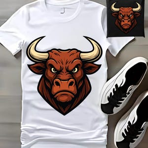 Angry Bull Head PNG, Fierce Bull Face Clipart for T-Shirts SVG, Aggressive Bull Mascot Vector, Sublimation Design PNG, Instant Download