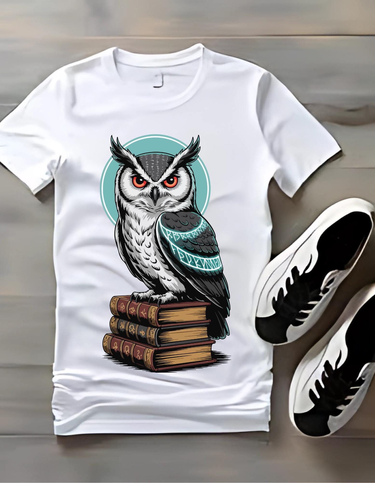 Mystical Rune Owl T-Shirt, Gothic Witchy Design (PNG, SVG)