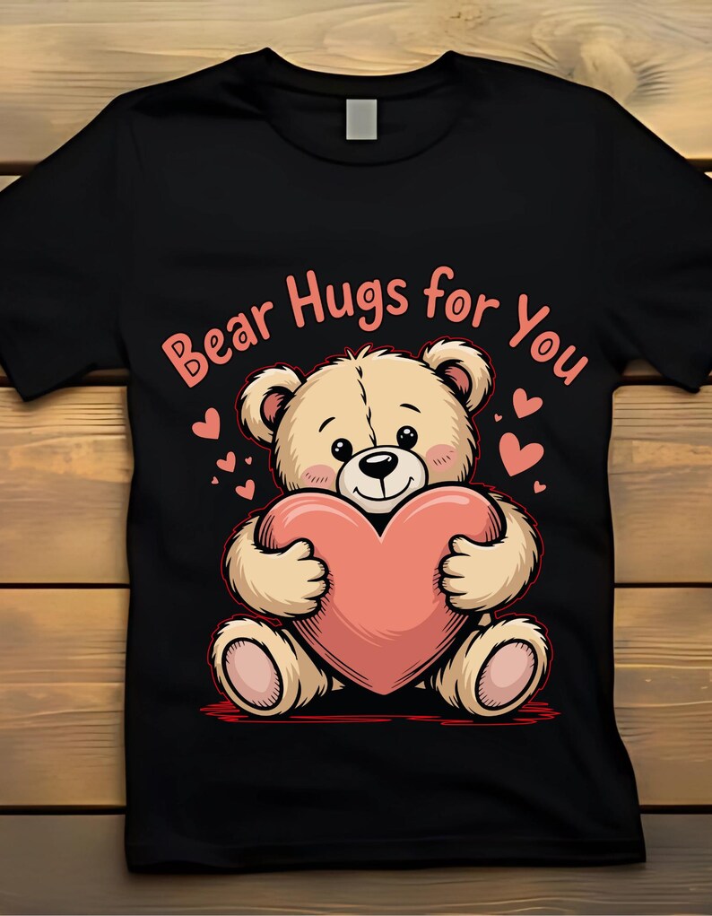 Teddy Bear Hugs Heart, Valentine PNG SVG, Shirt Design (digital ...