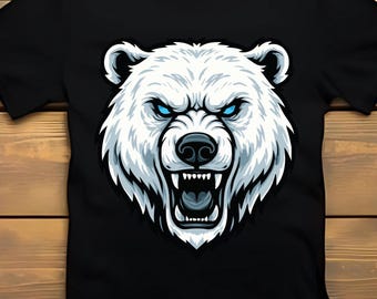 Fierce Polar Bear Head Vector Clipart, Mascot Logo (Digital Download)