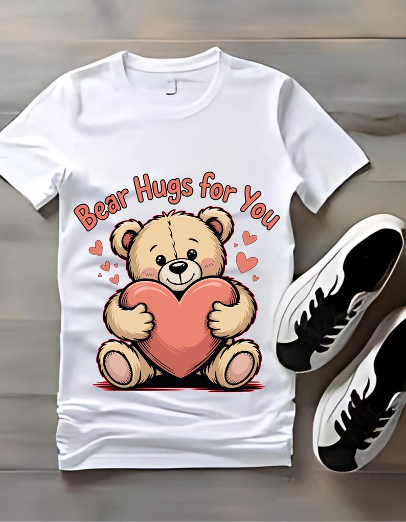 Teddy Bear Hugs Heart, Valentine PNG SVG, Shirt Design (digital ...