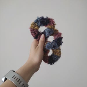 3-Pack Colorful Crochet Scrunchies – Handmade Hair Accessories with Boucle Yarn