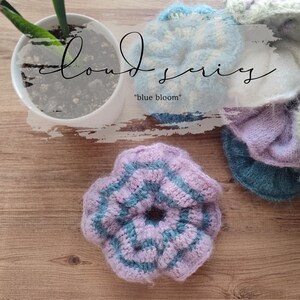Oversized Lilac & Blue Scrunchie | Cloud Series Handmade Hair Tie | Crochet Accessory | Mohair Large Scrunchie